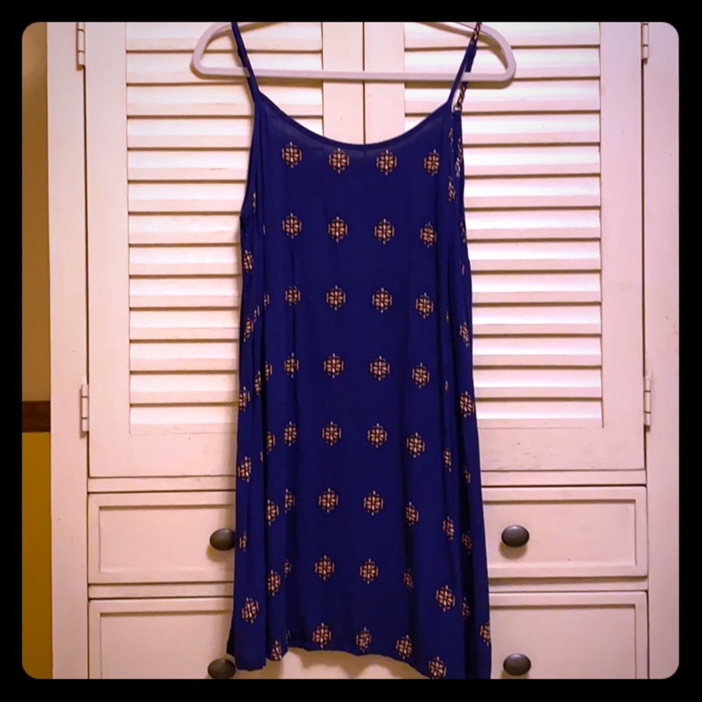 Women’s Blue Dress with Orange Pattern
